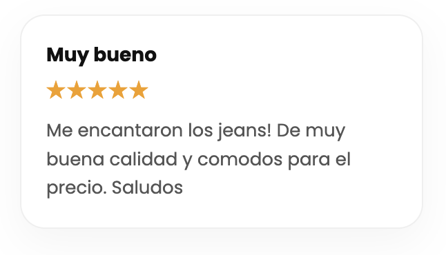 Review de cliente con 5 estrellas